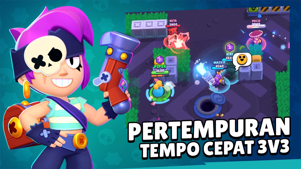 Contoh pertarungan arena Brawl Stars. Sumber: Supercell.