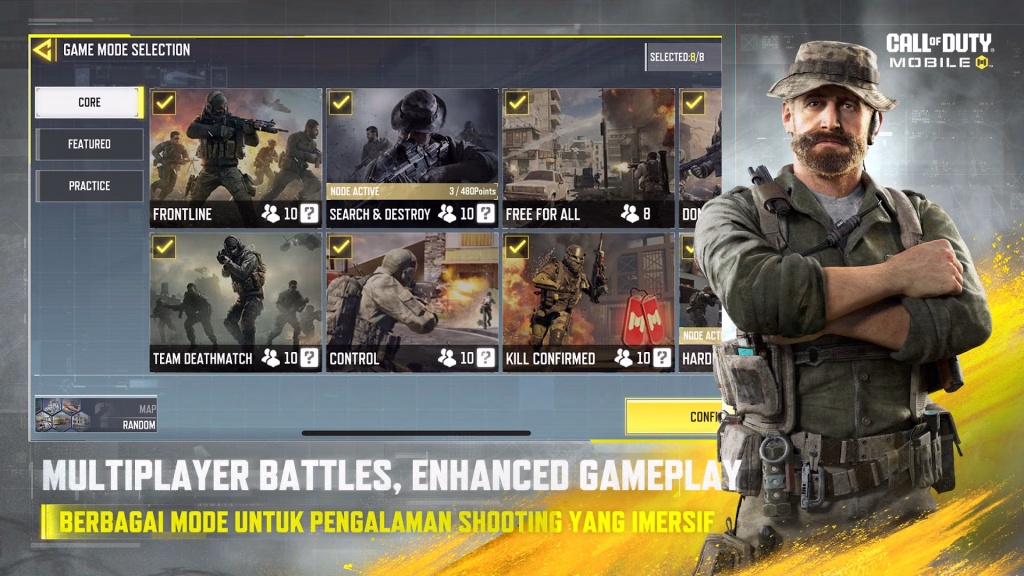 Contoh pilihan mode dalam antarmuka Call of Duty: Mobile Garena. Sumber: Garena Mobile Private.