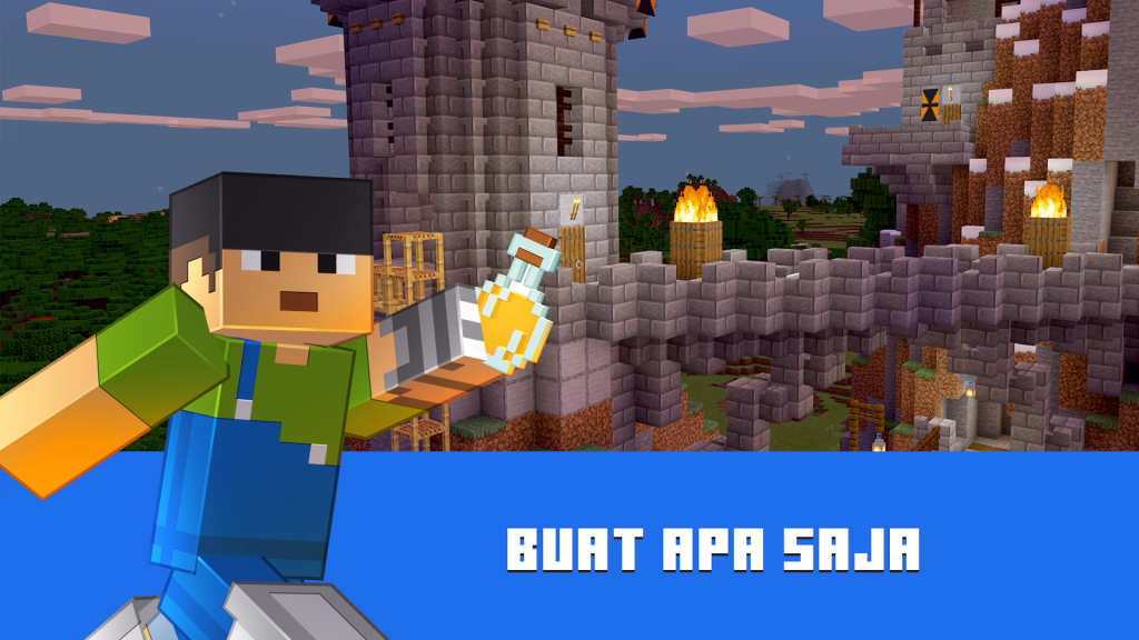 Contoh membangun dunia dan struktur. Sumber: Mojang.