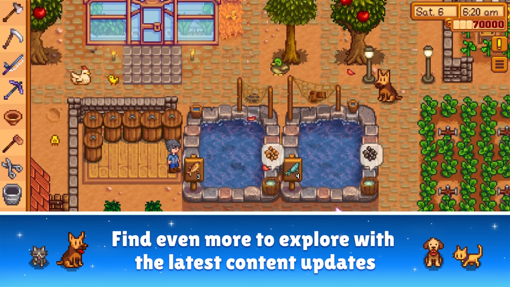 Contoh lingkungan kebun dan rumah dalam versi mobile. Sumber: ConcernedApe.